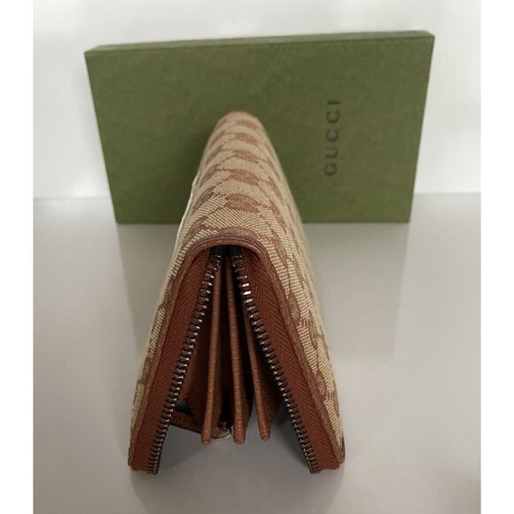 New Gucci GG NY Yankees Zip Around Fabric Wallet Beige Made in Italy - Picture 9 of 12